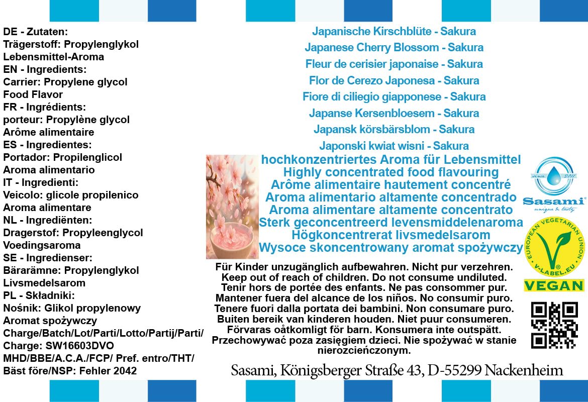 Japanische Kirschblüte - Sakura Aroma Konzentrat - Vegan - Sasami - 100ml