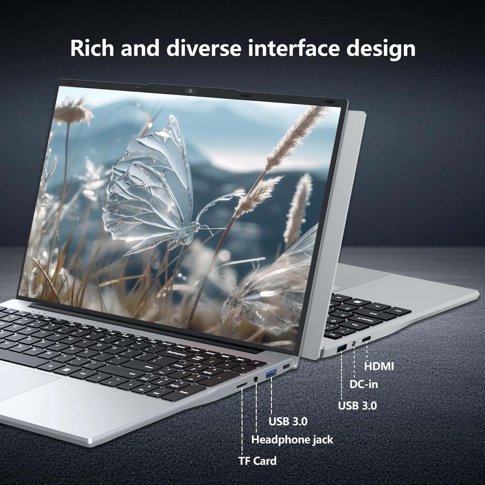 Win11 Notebook, 15.6 Pollici PC Portatile 16GB RAM DDR4 1TB SSD, 180° Flip FHD 1080P Laptop Office 365, Celeron N95 CPU, Webcam/BT4.2/USB3.0, Tastiera Retroilluminata/Sblocco Impronta Digitale