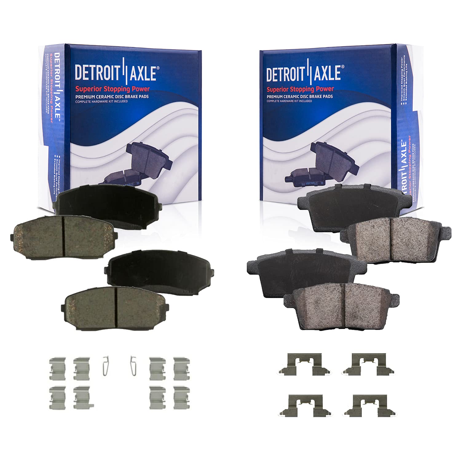 Detroit Axle Front Ceramic Brake Pads - Quiet, Durable Fit For Ford Edge, Lincoln MKX, Mazda CX-5/CX-7/CX-9 (2007-2021 Models)