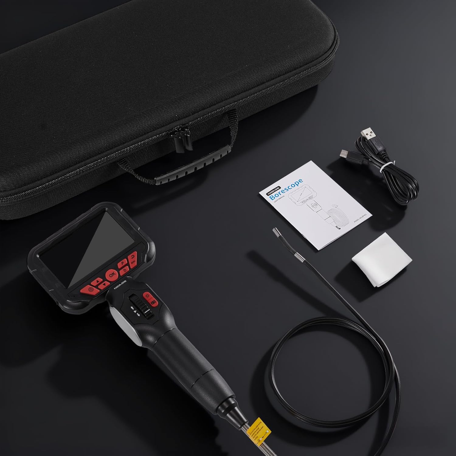 NIDAGE 2-Way Articulating Borescope 5.5mm Industrial Endoscope with Articulated Probe Flexible Video Inspection Camera with Light, Snake Scope Cam for Automotive Aircraft Mechanics, 4.3FT - Image 7