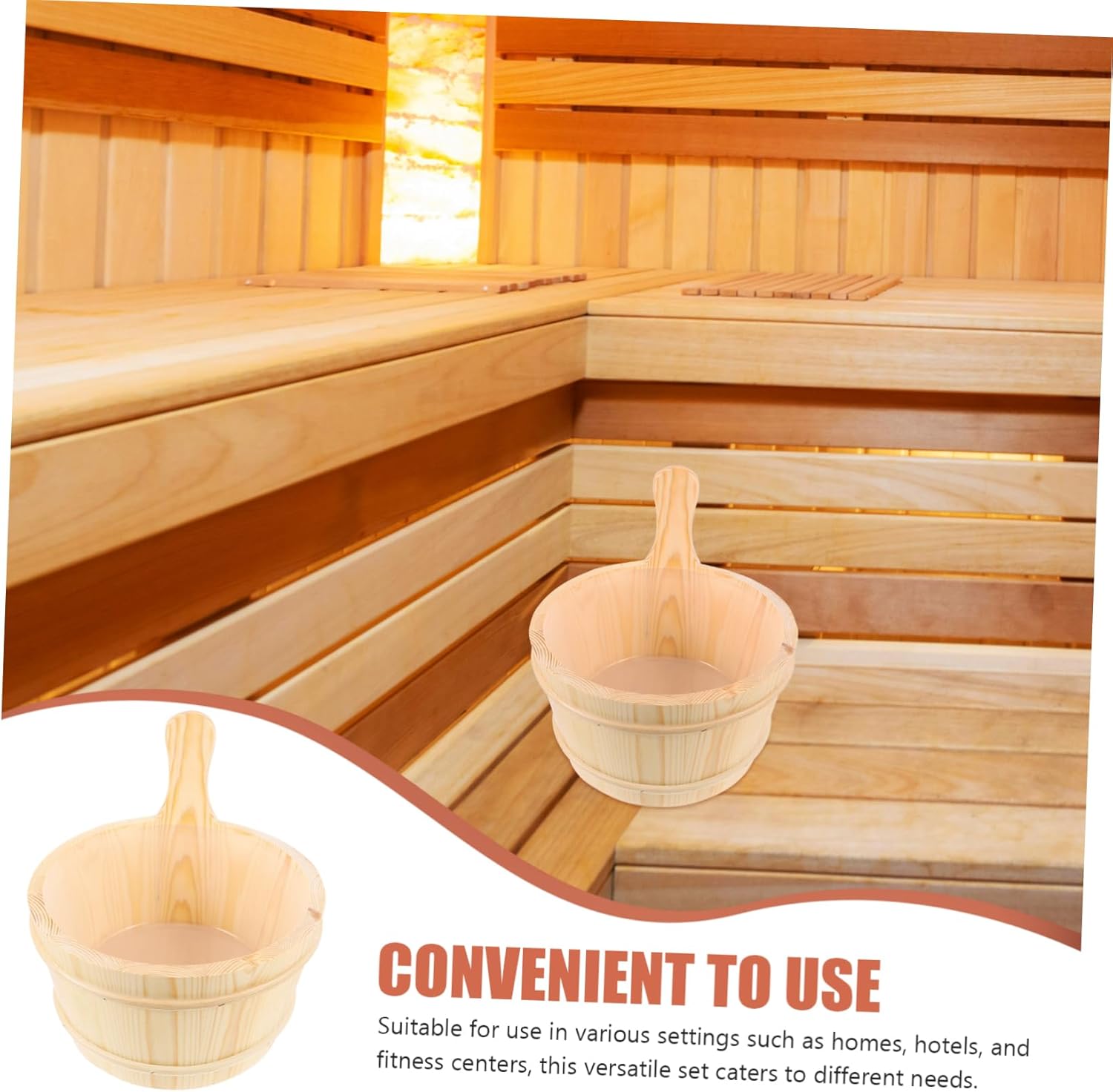 Totority Wooden Bucket Set for Sauna for Temperature Resistant Bathing Accessory for Family and Gym Use Chic Design Comfortable to Hold