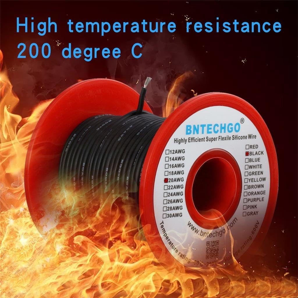 BNTECHGO 20 Gauge Silicone Wire Spool 100 ft Black Flexible 20 AWG Stranded Tinned Copper Wire - Image 5