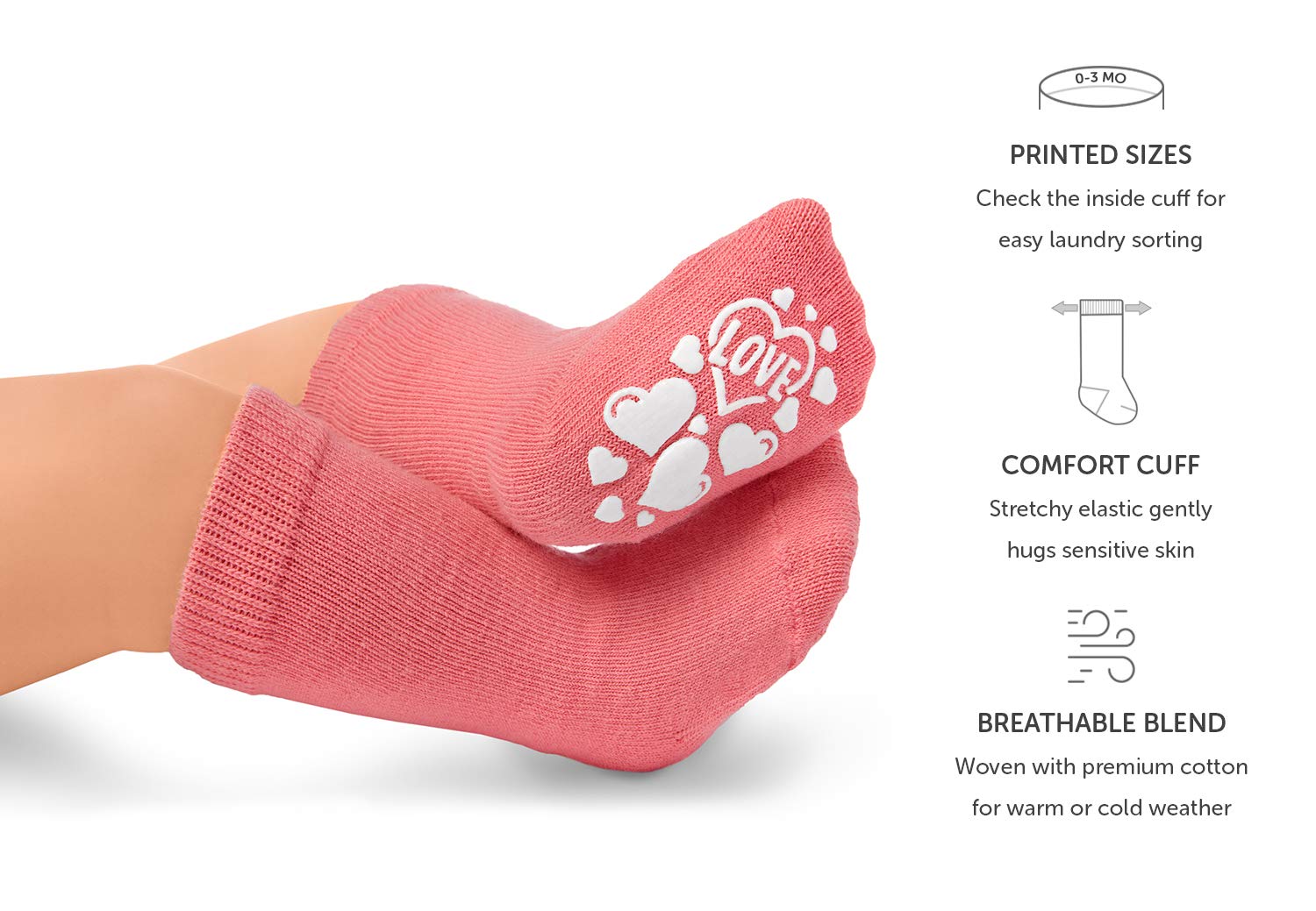 LA Active Anole Newborn & Infant Baby Socks - 6 Pairs - Knee High Boys Girls Cotton (Girls, 0-3 Months)