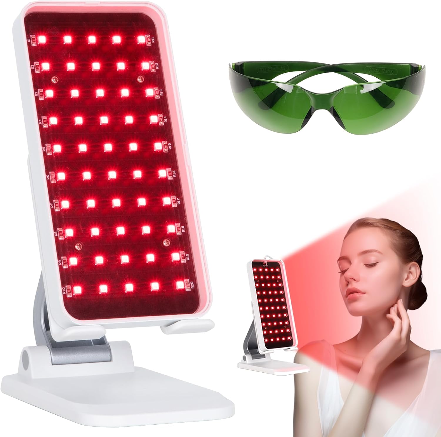 Red Light Therapy, Handheld Red Light Therapy for Face with Adjustable Stand, 660nm & 850nm Infrared Red Light Therapy Device at Home and Office Use Red Light Therapy, Handheld Red Light Therapy for Face with Adjustable Stand, 660nm & 850nm Infrared Red Light Therapy Device at Home and Office Use