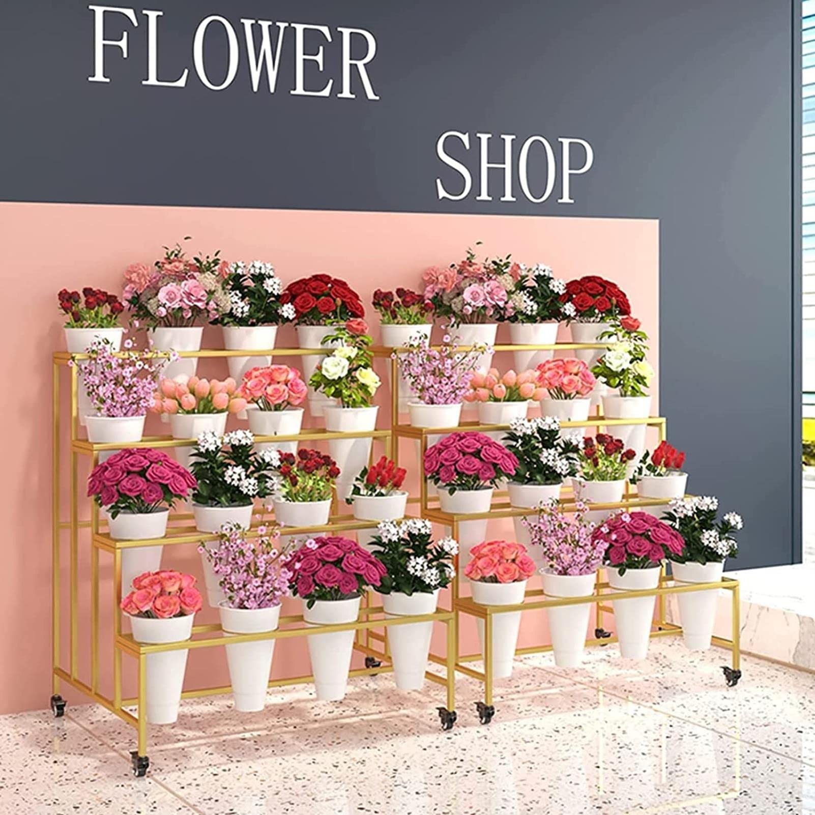 Amazon.co.jp: 9/12/16個のバケツ付きフラワーディスプレイスタンド