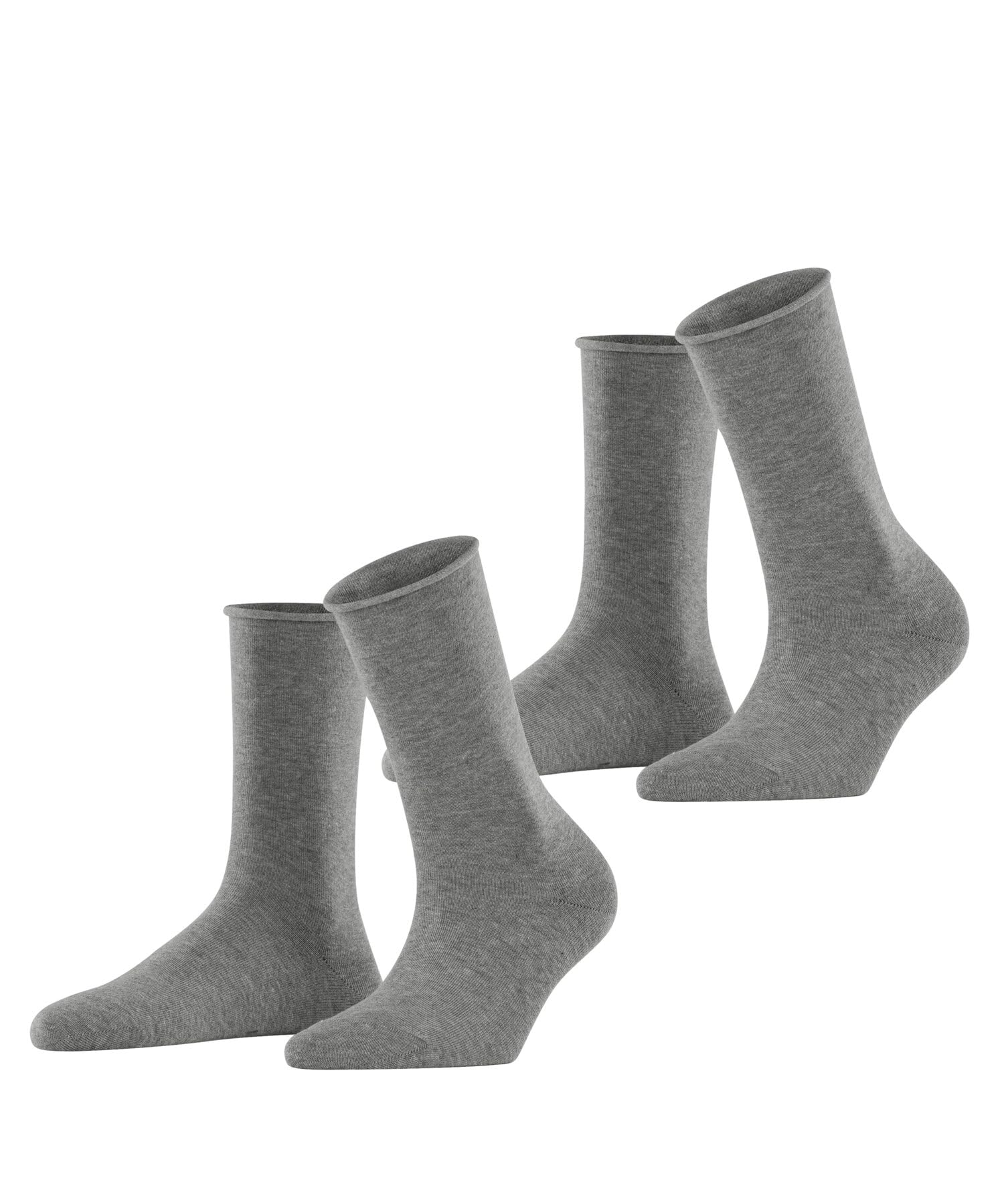 ESPRIT Women's Basic Pure Multipack W So Cotton Plain 2 Pairs Socks, Grey Light Melange 3390, 2.5-5