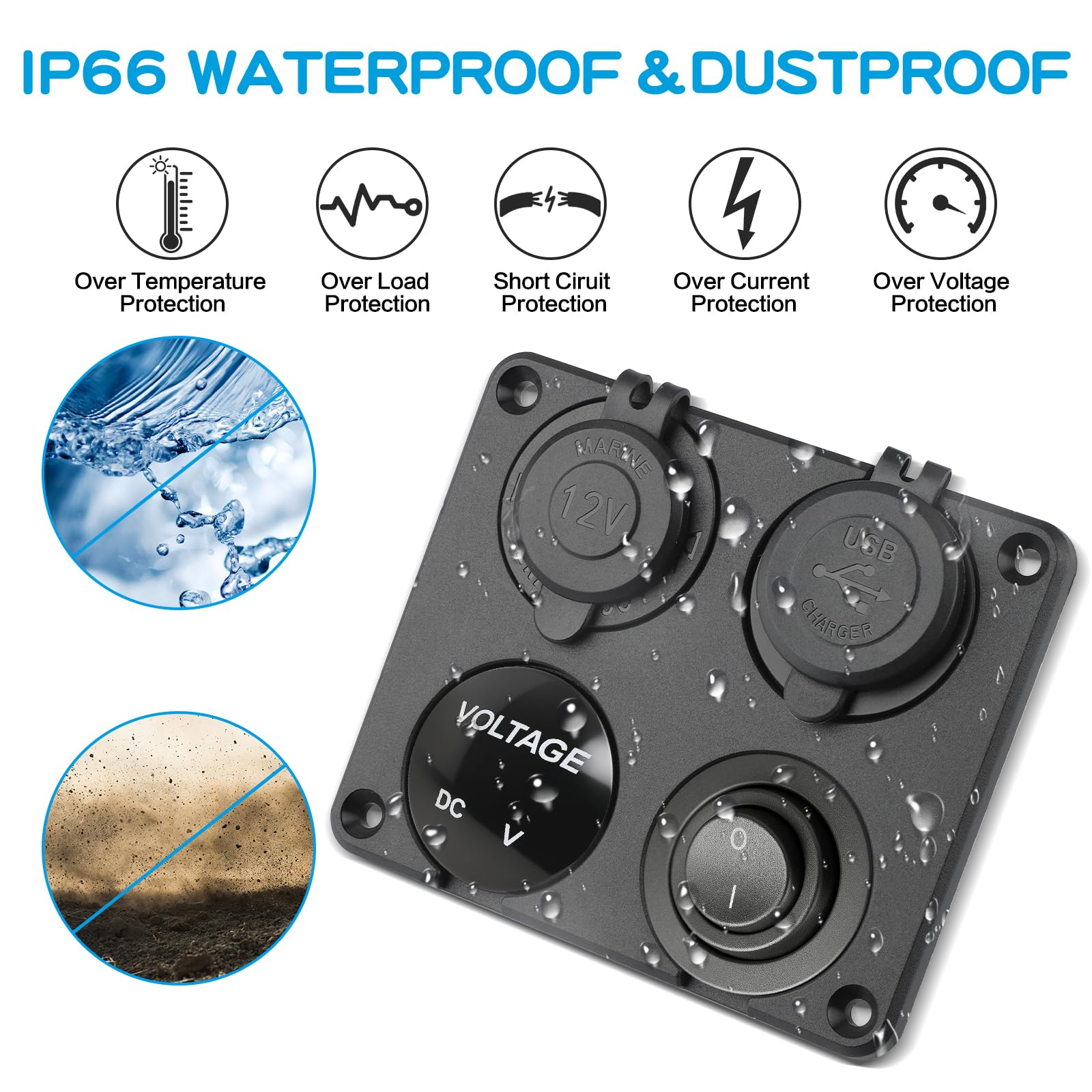 Prise USB 12V En Aluminium QC 3.0 USB-A Et USB-C PD3.0, Double Prise De Chargeur Haute Vitesse Pour Camping-car, Van, Remorque, Camping-car, Bateau, Camion