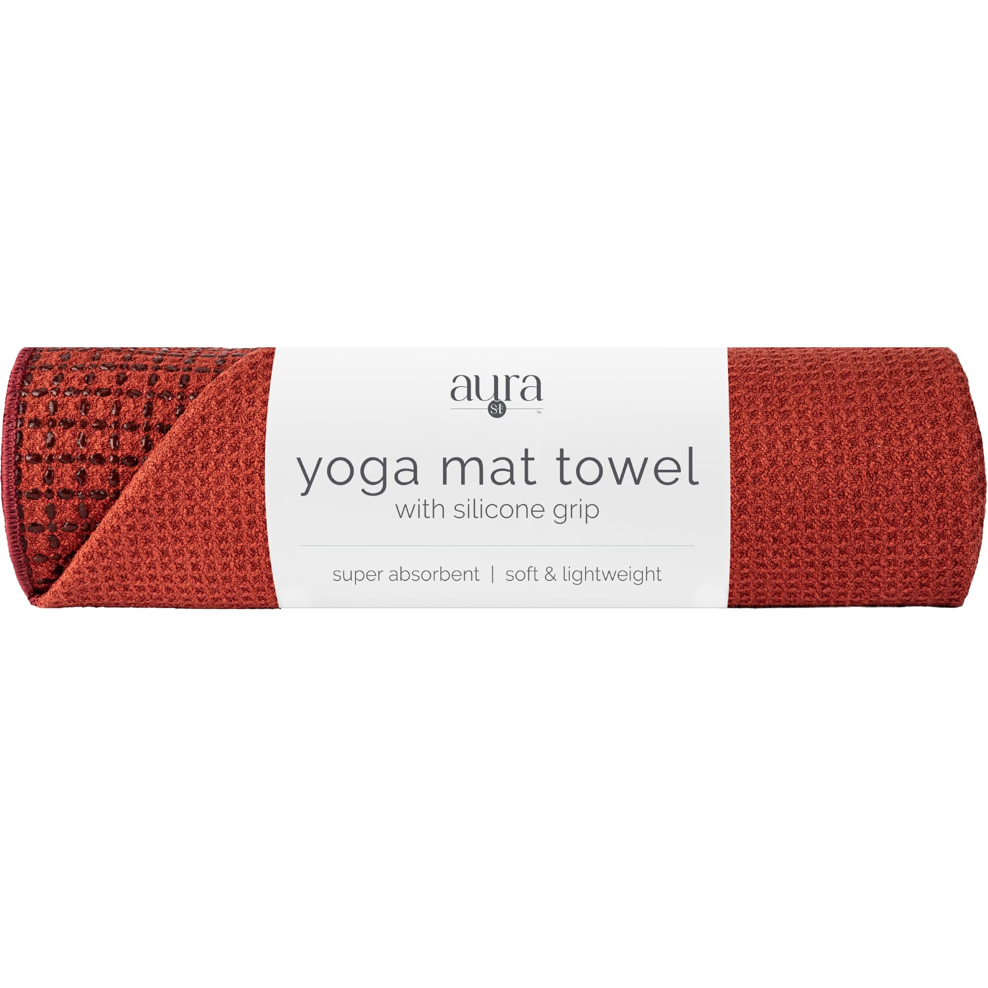 S&amp;T INC. Aura Microfiber Yoga Mat Towel with Grip, 24" x 72", Rust Red