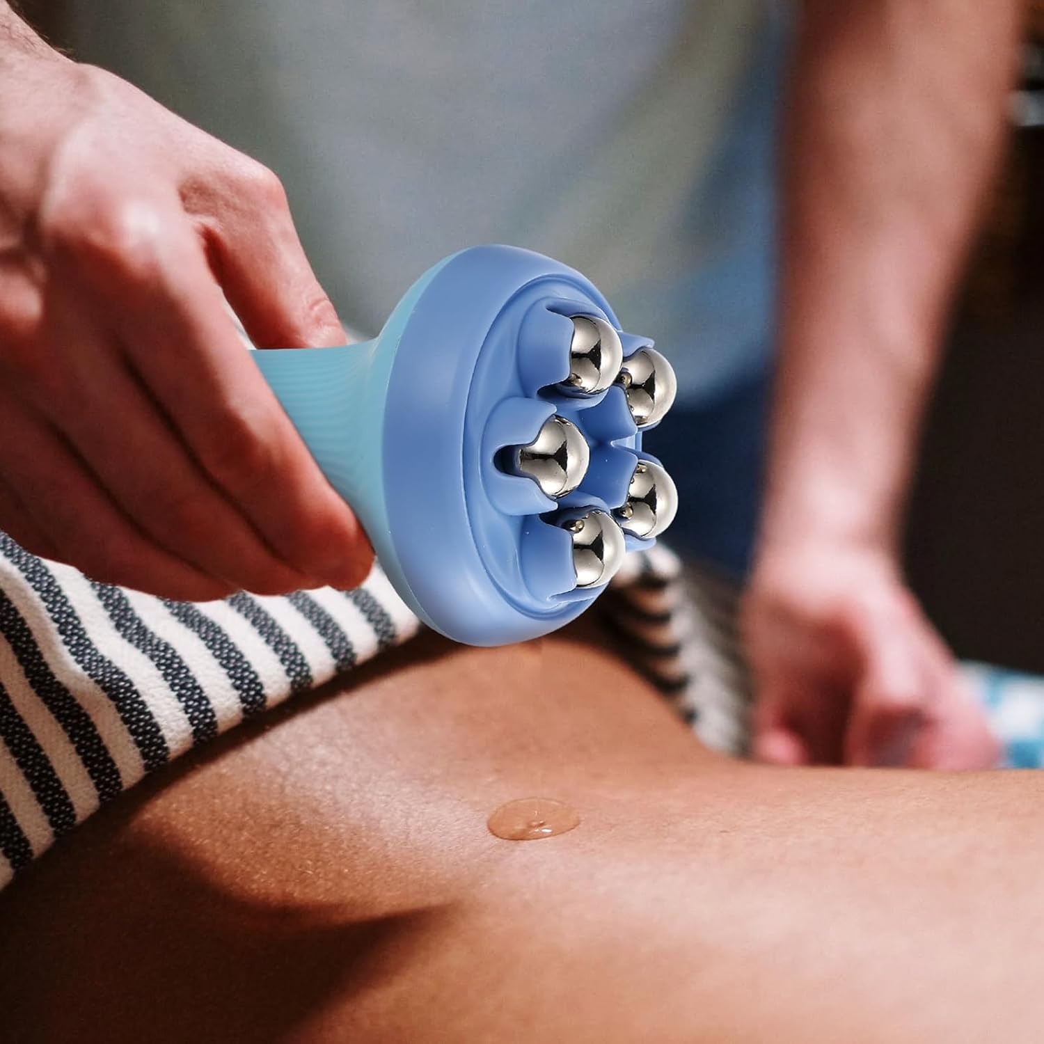 Hemoton Massage Ball Roller,Massage Ball Roller with Handle, for Body, Neck, Back, Foot,Muscle Tool to Help with Muscles, Neck, and Back Pain,Ice Face,Steel Beads Massager - Image 2