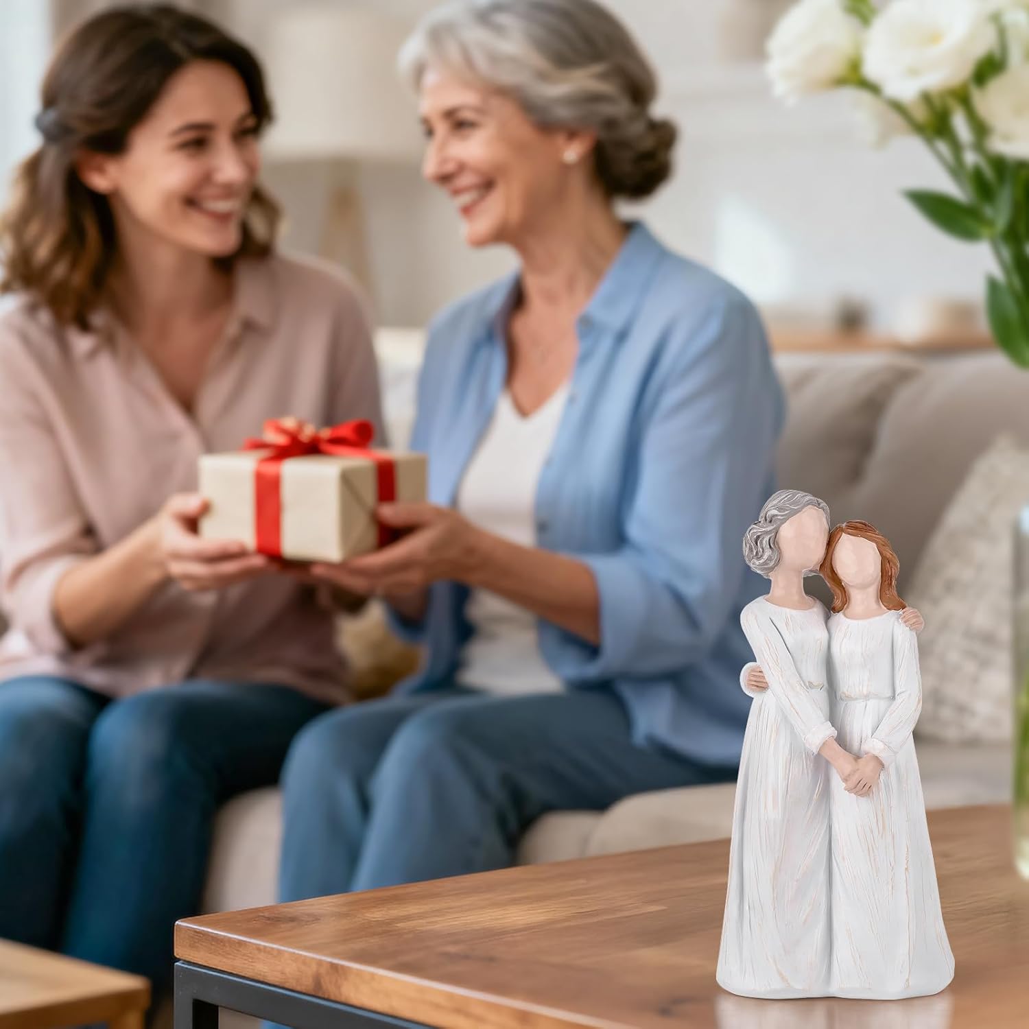 Mother Daughter Gift- Hand-Painted Angel Figurine Statue 7.48", Birthday Gifts Mom Daughter, Mother of The Bride Gifts - Image 4