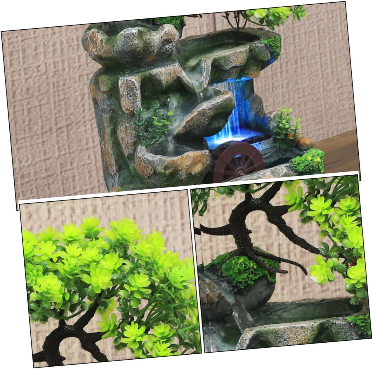 Mini Water Fountain Decor Tabletop Zen Fountain for Indoor Relaxation Creative Desk Decoration Waterfall Feature for Living Room Bedroom Office and Study Us