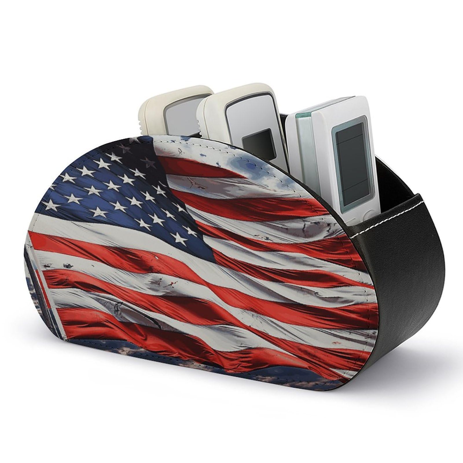 Boîte rangement télécommande drapeau américain : cadeau idéal style vintage