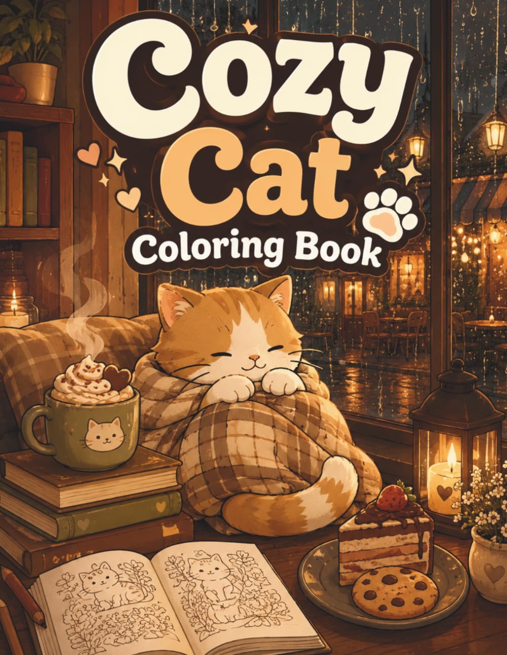Cozy Cat Coloring Book: Indoor Scenes Inspired by Coffee Shops and Quiet Daily Life