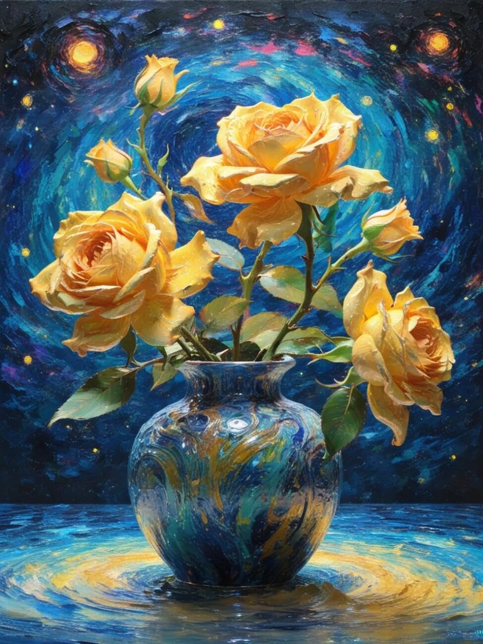 Henypt Cross Stitch Kits Roses in a vase Flowers DIY Arts Aand Craft Kit for Beginners The Elderly with Accessories Home & Leisure/Gifts 14CT 30x40cm