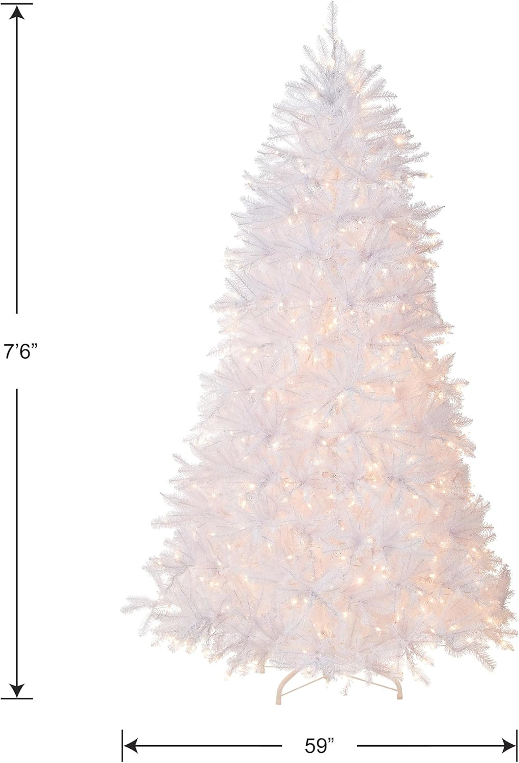 National Tree Company Pre-Lit Artificial Full Christmas Tree, White, Dunhill Fir, White Lights, Includes Stand, 7.5 Feet