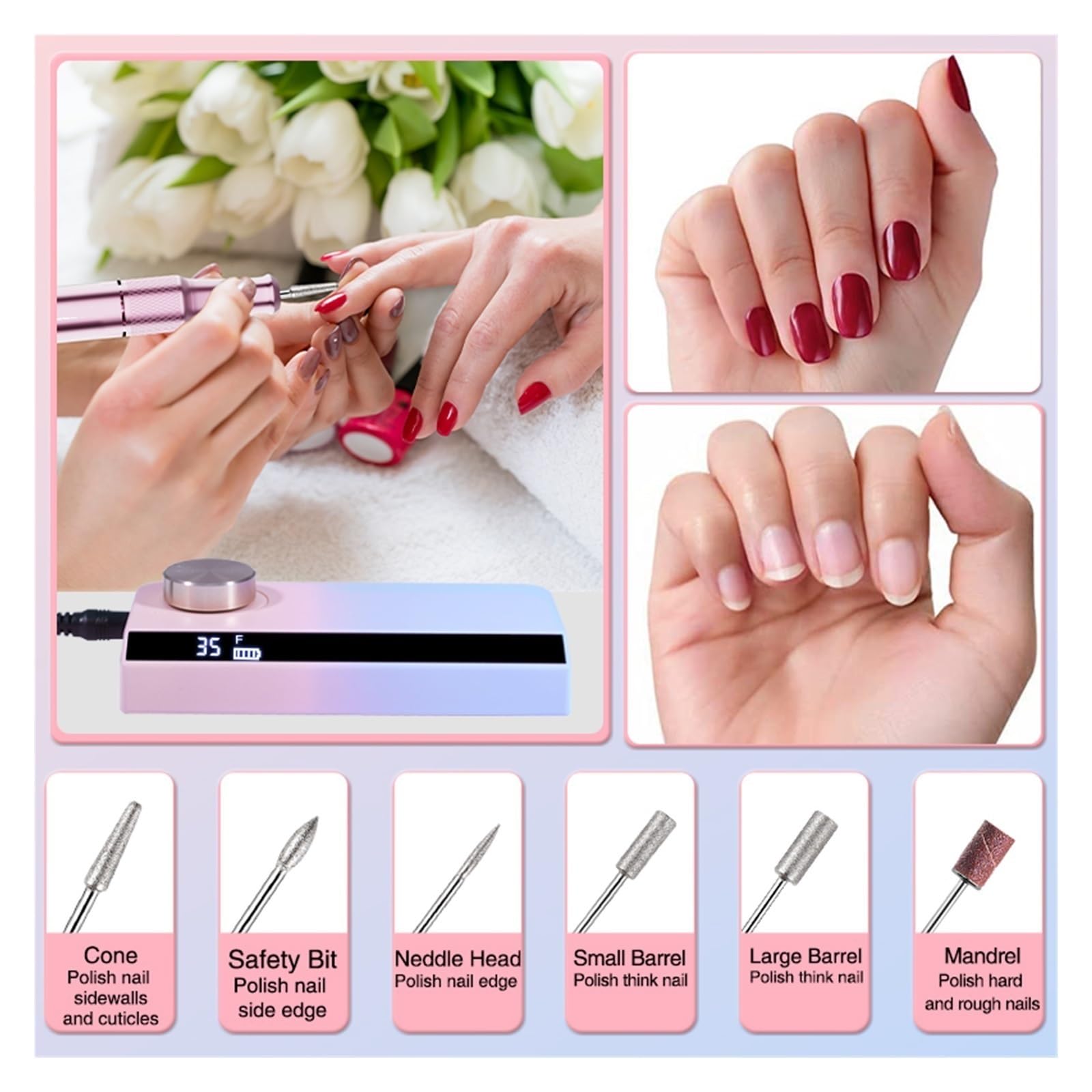 Amazon.co.jp: 電動ネイルマシン、 35000RPM 充電式ネイルドリル