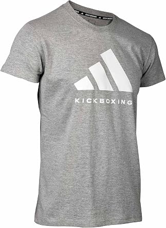 adidas Kickboxing T-Shirt, Mens Women Athletes Essentials, Workout Shirt, Short Sleeve for Martial Arts, ADICLTS24-Kb US, Alpha, X-Large, Regular, Regular, Grey/White