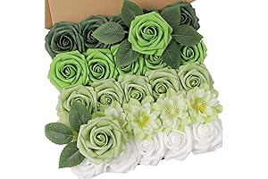 YYHUAWU Artificial Flowers Greens Foam Fake Roses with Stems