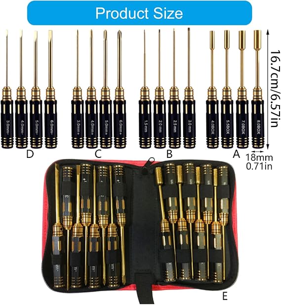 4PCS Hexagonal Screwdriver Tool Set Model Car Repair Tool Bits Screwdriver Handle Electronic Assembly for Remote Aircraft Model