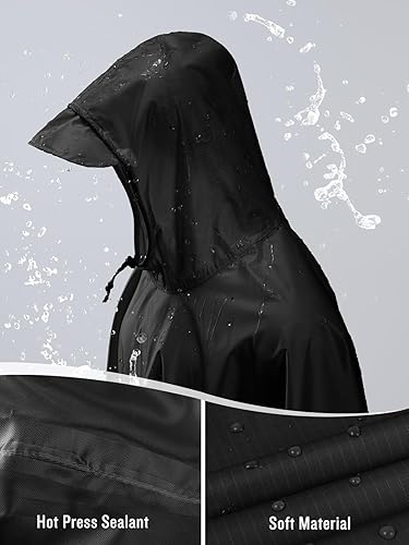 Miniatura 3 de SaphiRose Poncho de lluvia de manga larga impermeable unisex para adultos, hombres y mujeres