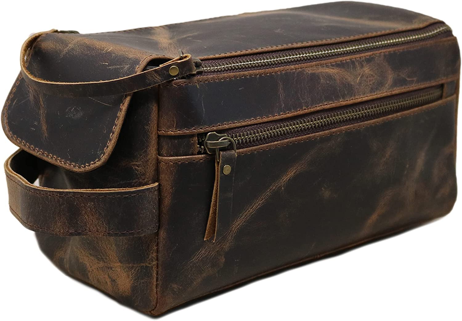 Borsa da toilette in vera pelle da uomo Kit impermeabile Borse da barba e toelettatura per viaggi Groomsmen regalo uomini donne appeso con cerniera trucco bagno cosmetico custodia trucco trucco