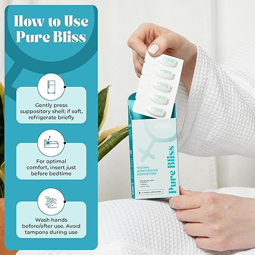 Miniatura 8 de Pure Woman Supositorio hidratante vaginal con ácido hialurónico, vitaminas A y E, 10 unidades