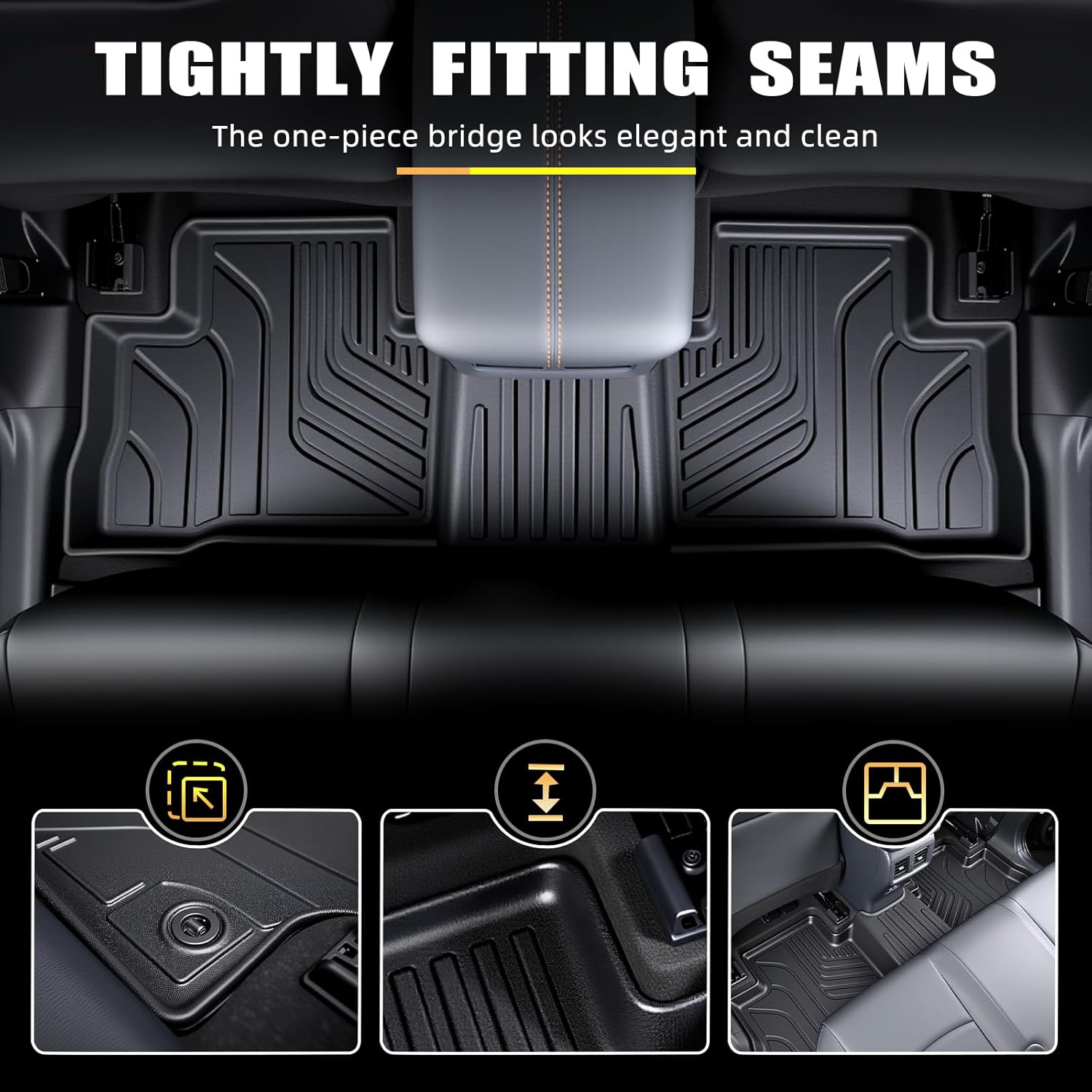 Floor Mats Set for Toyota RAV4 2019-2025 2021 2024 (Include Hybrid), TPE All Weather Cargo Mat Backrest Mat Cargo Liner Car Accessories Protectors RAV4 Gas Hybrid (Full Set Mats)