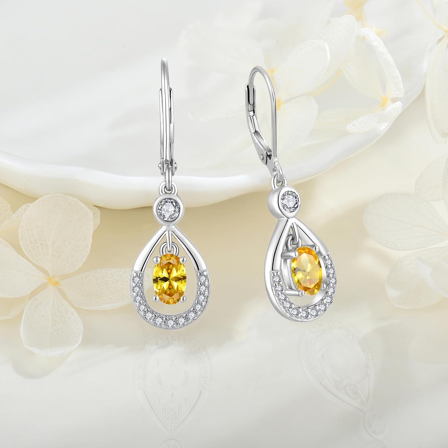 Dangle Drop Earrings 925 Sterling Silver Teardrop Cubic Zirconia Jewelry Leverback Earrings Birthday Christmas Anniversary Jewelry Gift for Women