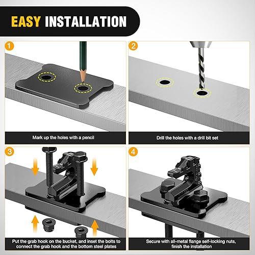 Miniatura 5 de Nilight Gancho de agarre para cubo de tractor, 2 unidades, perno de acero forjado resistente de 38 pulgadas en remolque fundido recubierto de zinc,