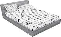 Vista 430 de Lunarable Grey Fitted Sheet & Pillow Sham Set, Pattern with Random Footprints Paw Traces Pet Legs Friendly Cats and Dogs, Decorative Printed 3 Piece