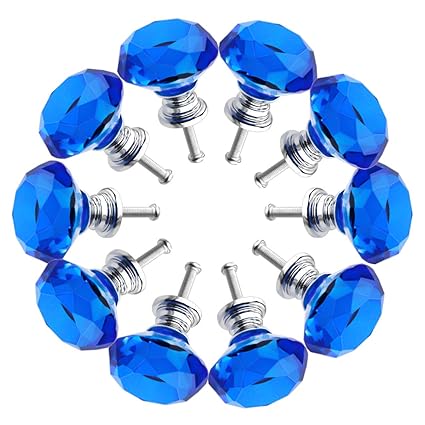 BNYZWOT Crystal Glass Cabinet Knobs 30mm Diamond Shape Drawer Kitchen Cabinets Dresser Cupboard Wardrobe Pulls Handles 10 Pcs