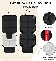 Vista 4 de Protector de asiento de automóvil para niños, paquete de 2 cojines de asiento de automóvil, fundas de asiento de automóvil de tela impermeable