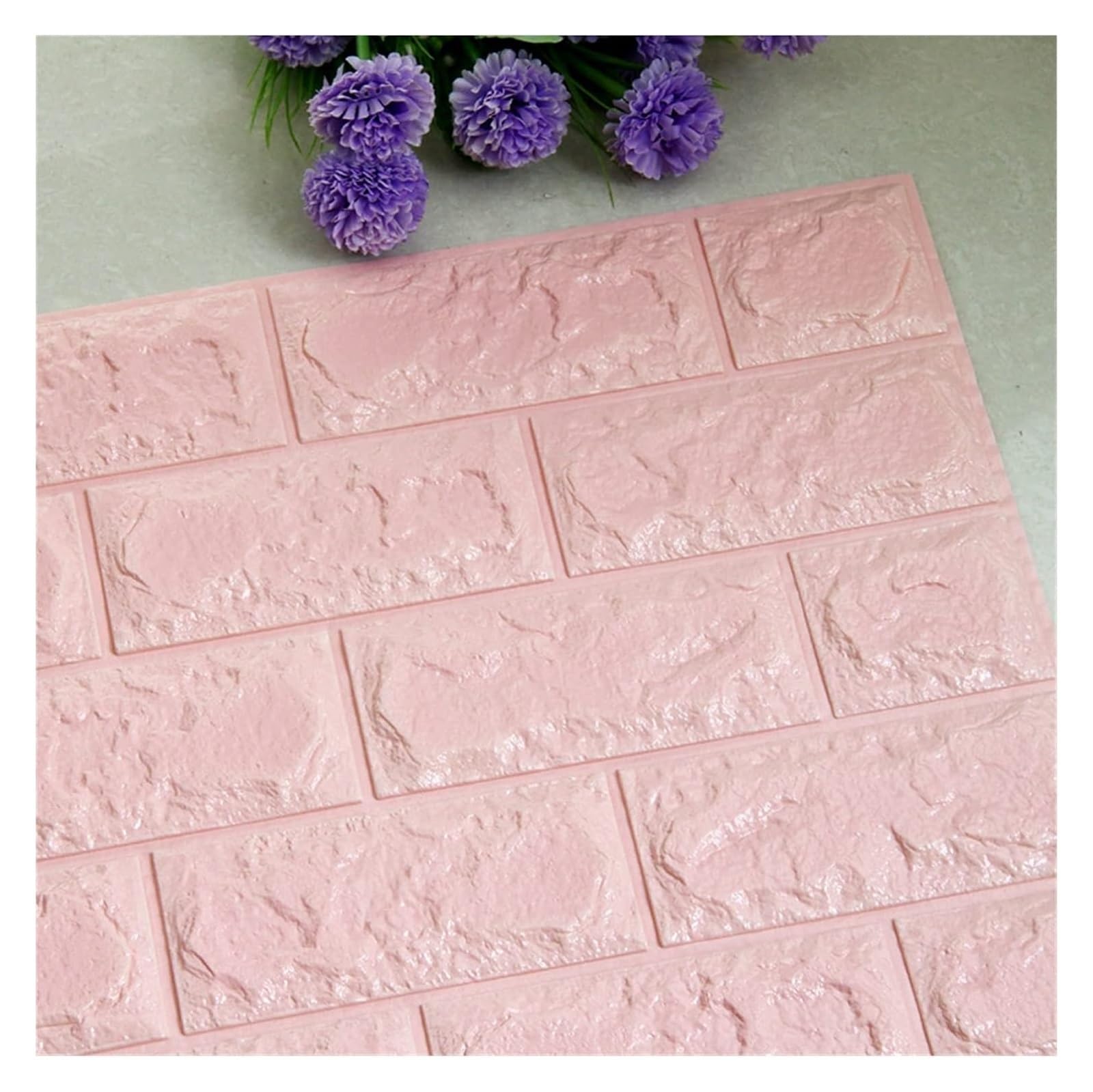 PVC wall Panels， Self Adhesive Foam Decoractive Panels Home Decor Living Room House Decoration Bathroom(Pink)