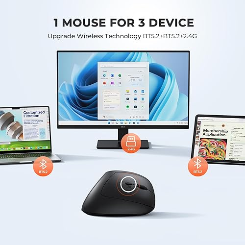 Miniatura 3 de MEETION Mini mouse inalámbrico, ultra portátil para viajesnegocios, USB A de 2.4 GHz + mouse Bluetooth, para niños, niñas, niños, mouse recargable