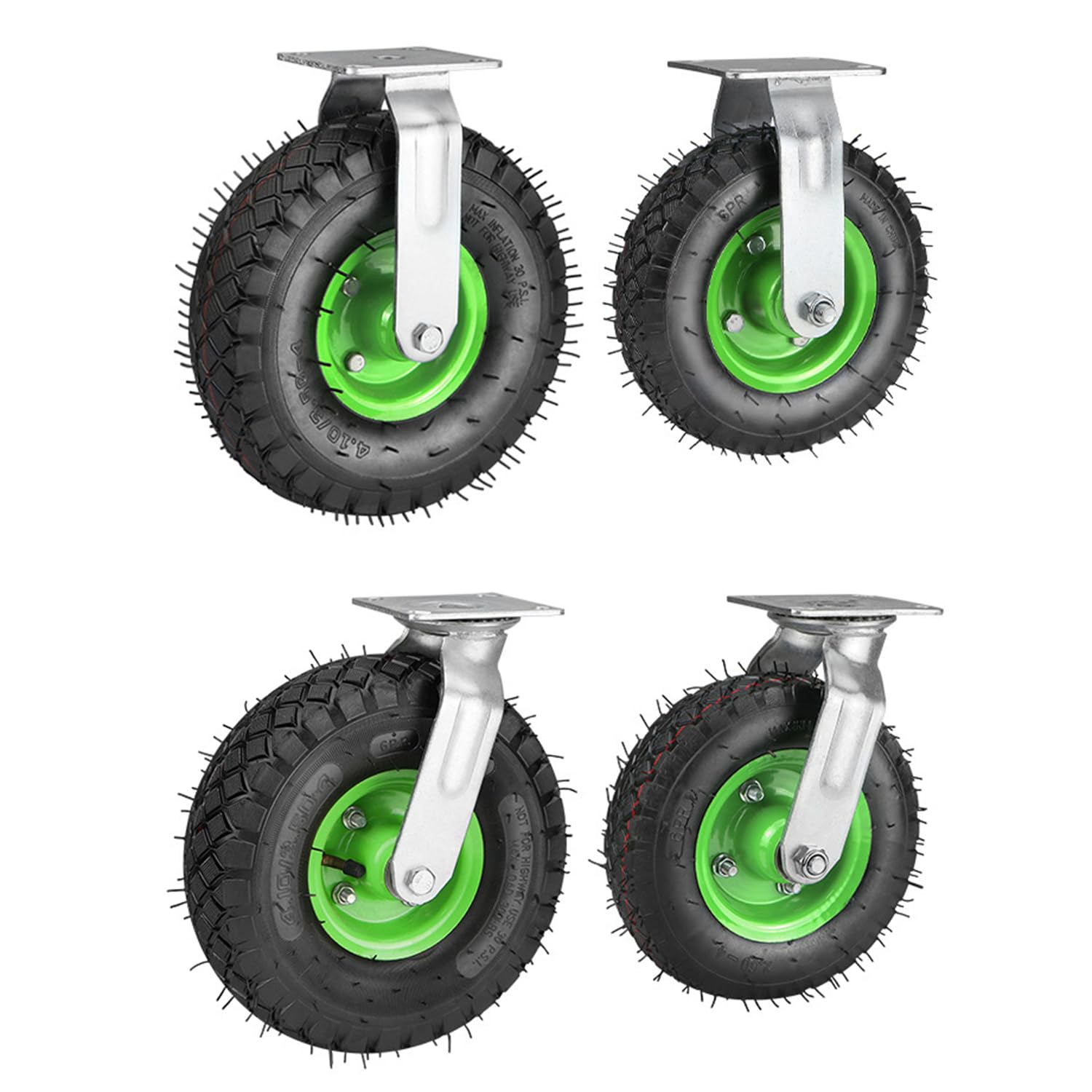 Ruedas Para Muebles Pesados 215mm, Juego De 4 Ruedas Giratorias Neumáticas Silenciosas Sobre Llantas De Acero Con Amortiguación