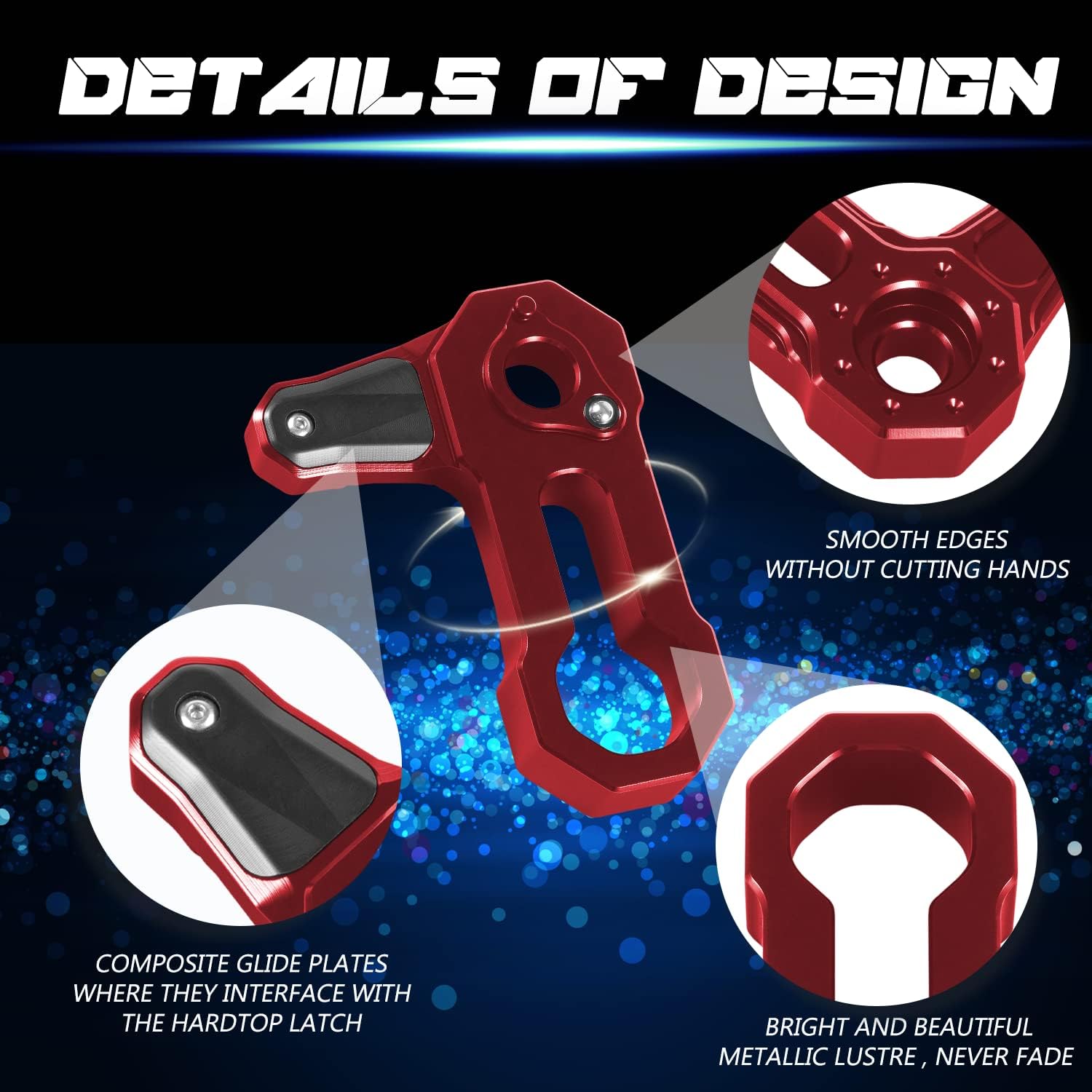 Camoo L-Shaped Panel Latch Hardtop Roof Removal Switch Handle Fit for Jeep Wrangler JL 2018-2024 and Gladiator JT Aluminum Accessories (RED)