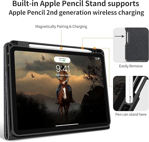 Miniatura 3 de DTH-PANDA Funda para iPad Air de 5 generación 2022iPad Air de 4 generación 2020, funda para iPad Air de 10.9 pulgadas, piel sintética con bolsillo y