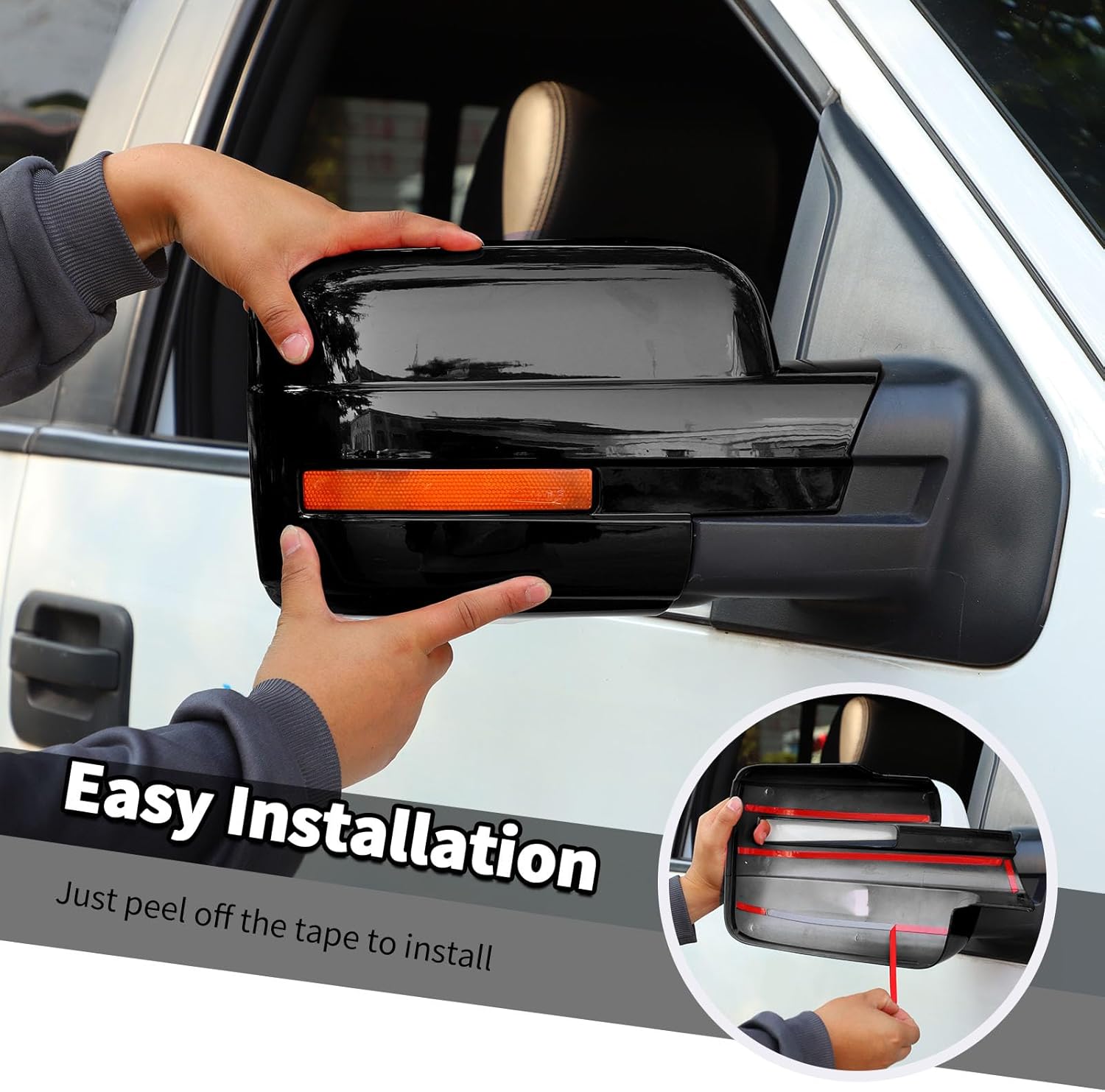 Jimen Compatible with Ford F150 2009-2014, 4PCS Outside Car Full Mirror Cap Covers (Black)