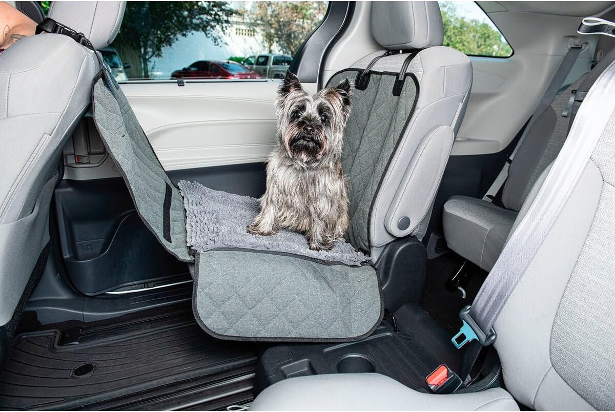 Dog Gone Smart Single Backseat Dog Cover - Highly Absorbent Microfiber Material w/Hammock Safety Feature - Durable Oxford Water-Proof Fabric - Car Seat Cover for Back Seat | Grey