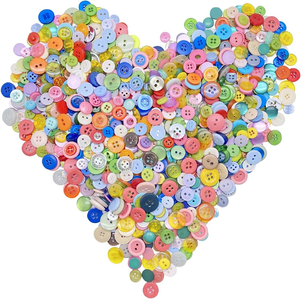 1000 Pcs Buttons, Assorted Sizes Round Buttons for Sewing DIY ,Children's Manual Button Painting, Mixed Colors