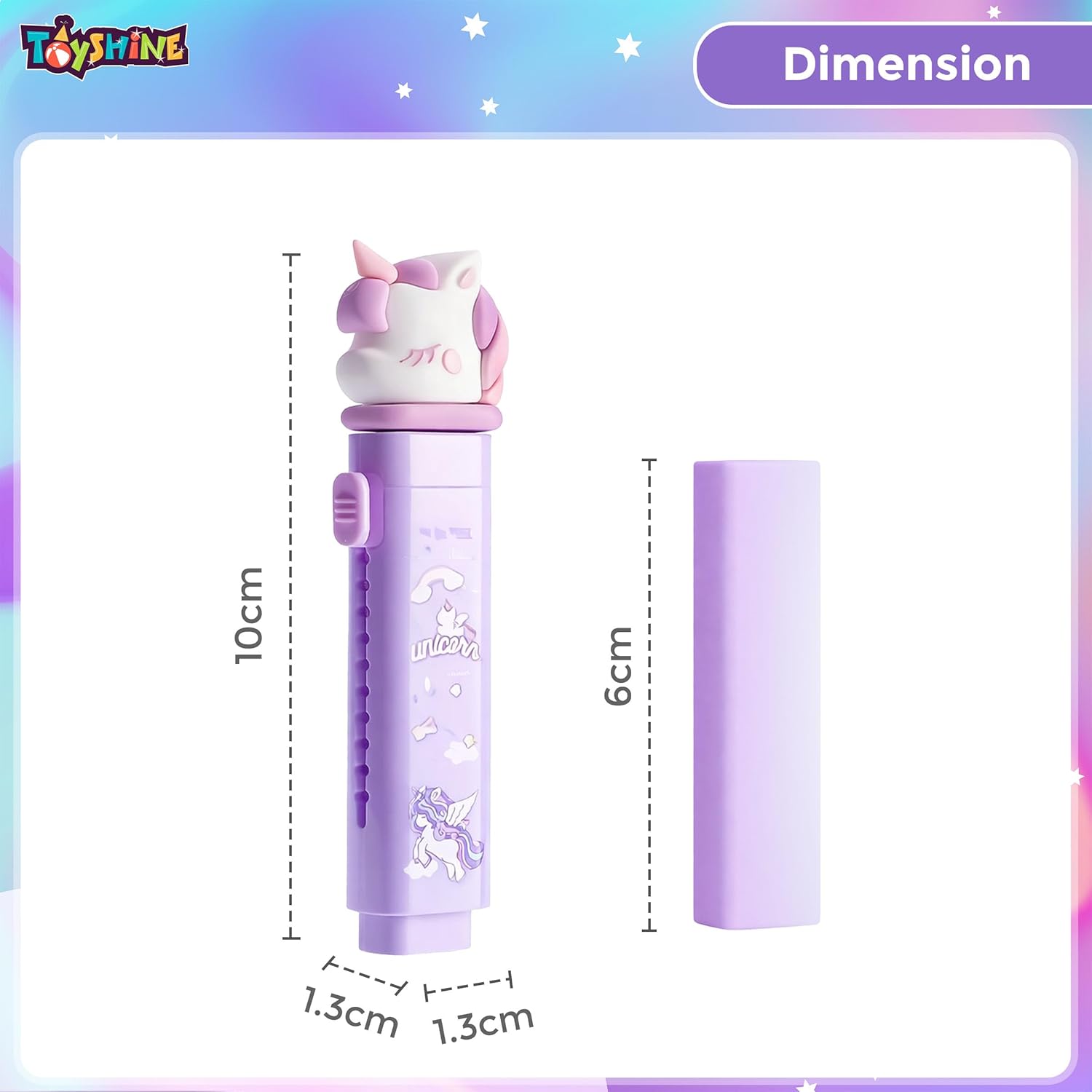 Cute Unicorn Face Push-Pull Eraser for Kids | Smooth Rubber with 1Refill Eraser | Fun School Stationery for Writing & Drawing | Ideal for School, Home Birthday Return Gifts