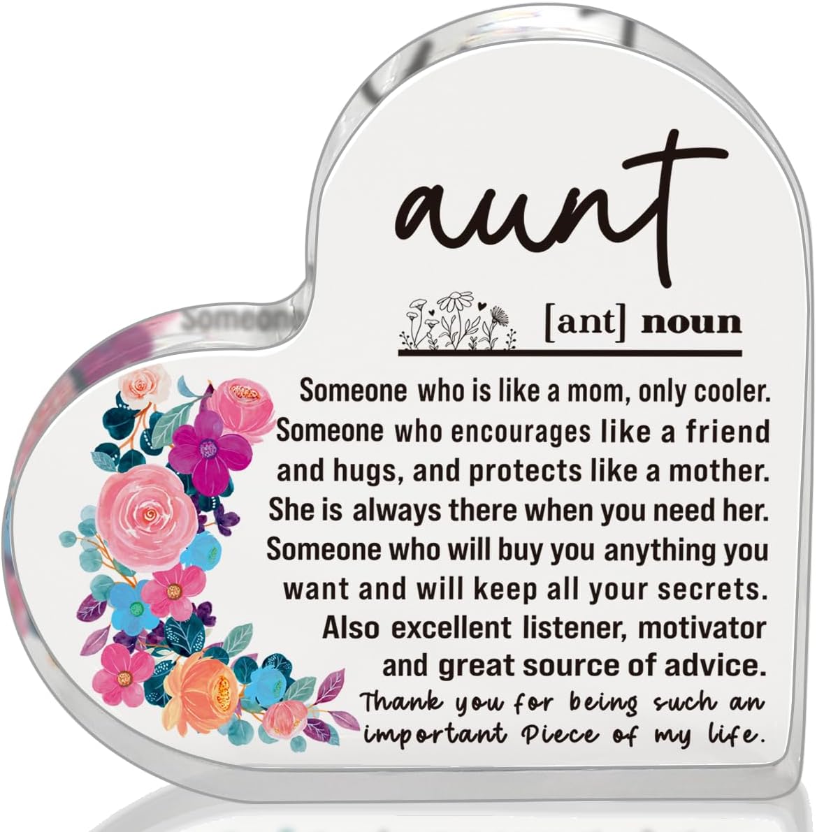 Aunt Gifts - Best Aunt Ever Plaque, Birthday & Mothers Day Gift from Niece & Nephew, Acrylic Definition Plaque