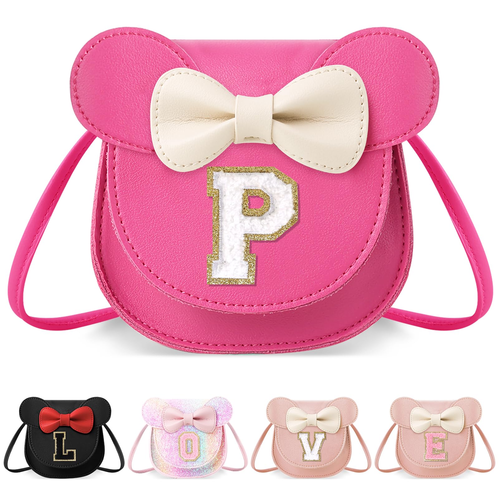 Little Girl Toddler Purse - Cute Mouse Ear Bow Crossbody Bag for 2-8 Year Olds - Birthday Gift