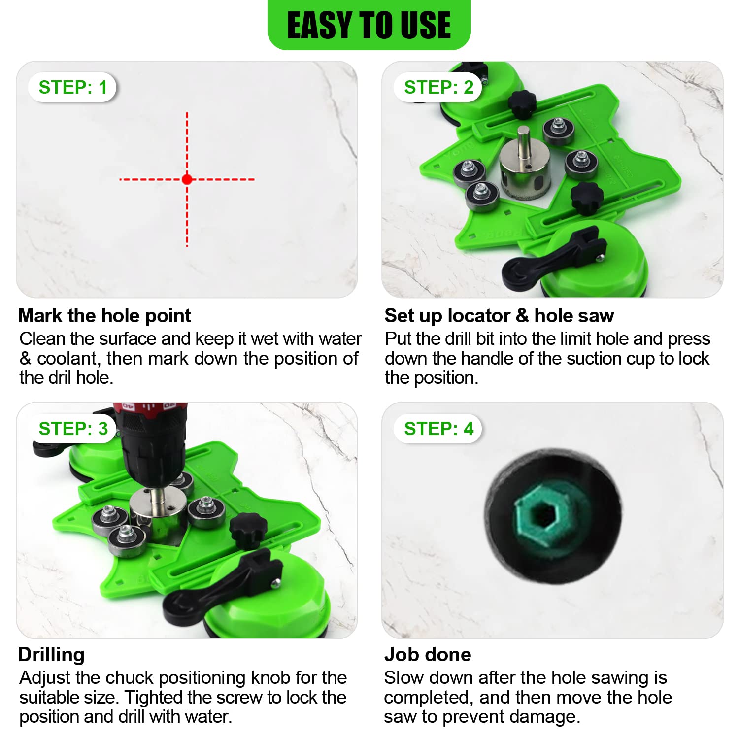 Buy Diamond Drill Bits Kit 17PCS Tile Hole Saw Sets with Double Suction Cups Hole Saw Guide Jig