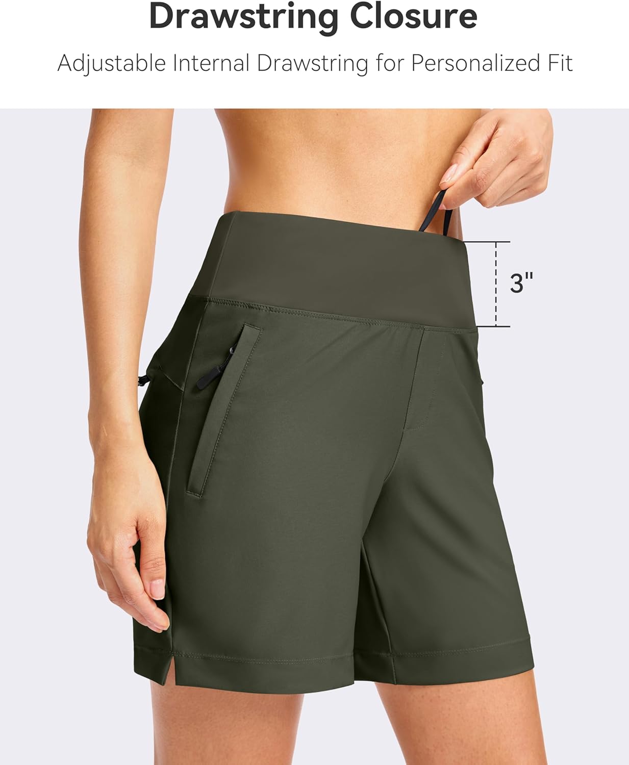 SANTINY Women's 5''/ 7''Hiking Shorts with 3 Zipper Pockets Lightweight Quick Dry Golf Shorts for Women Athletic Walking - Image 5