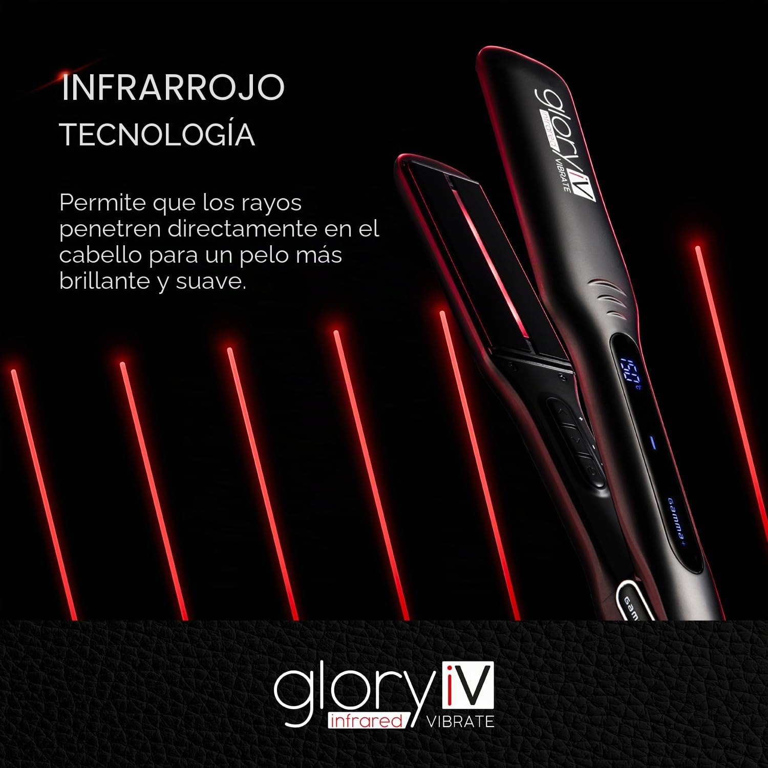 GAMMA+ Plancha de Cabello Profesional Vibratoria de Infrarrojos Glory iV, Matrices Extra Grandes de Cerámica y Turmalina, Temperatura 150-230°C, Apagado Automático, Calentamiento Rápido.