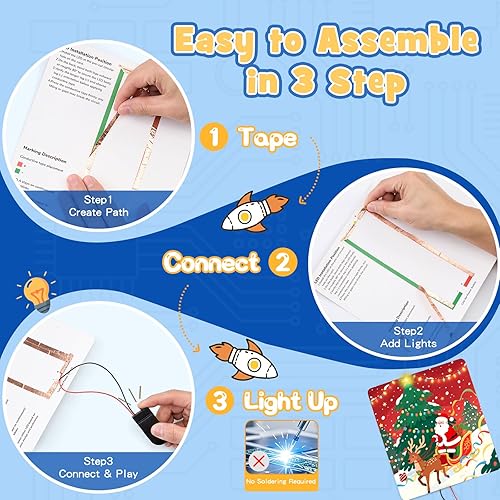 Miniatura 4 de JoyCat Kit de circuito de papel científico para niños de 8 a 12 años, juguetes STEM con modos de giro de vibración, kit educativo de electrónica con