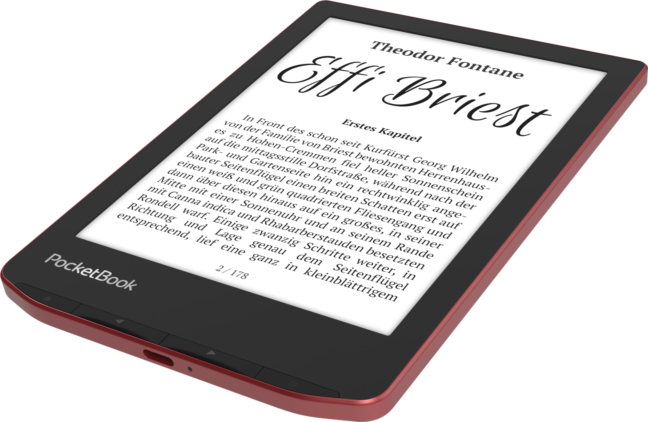 Pocketbook Verse Pro eReader, Rojo, Memoria de 16 GB, reproducción de audiolibros, inalámbrico, 6 ", versión Alemana