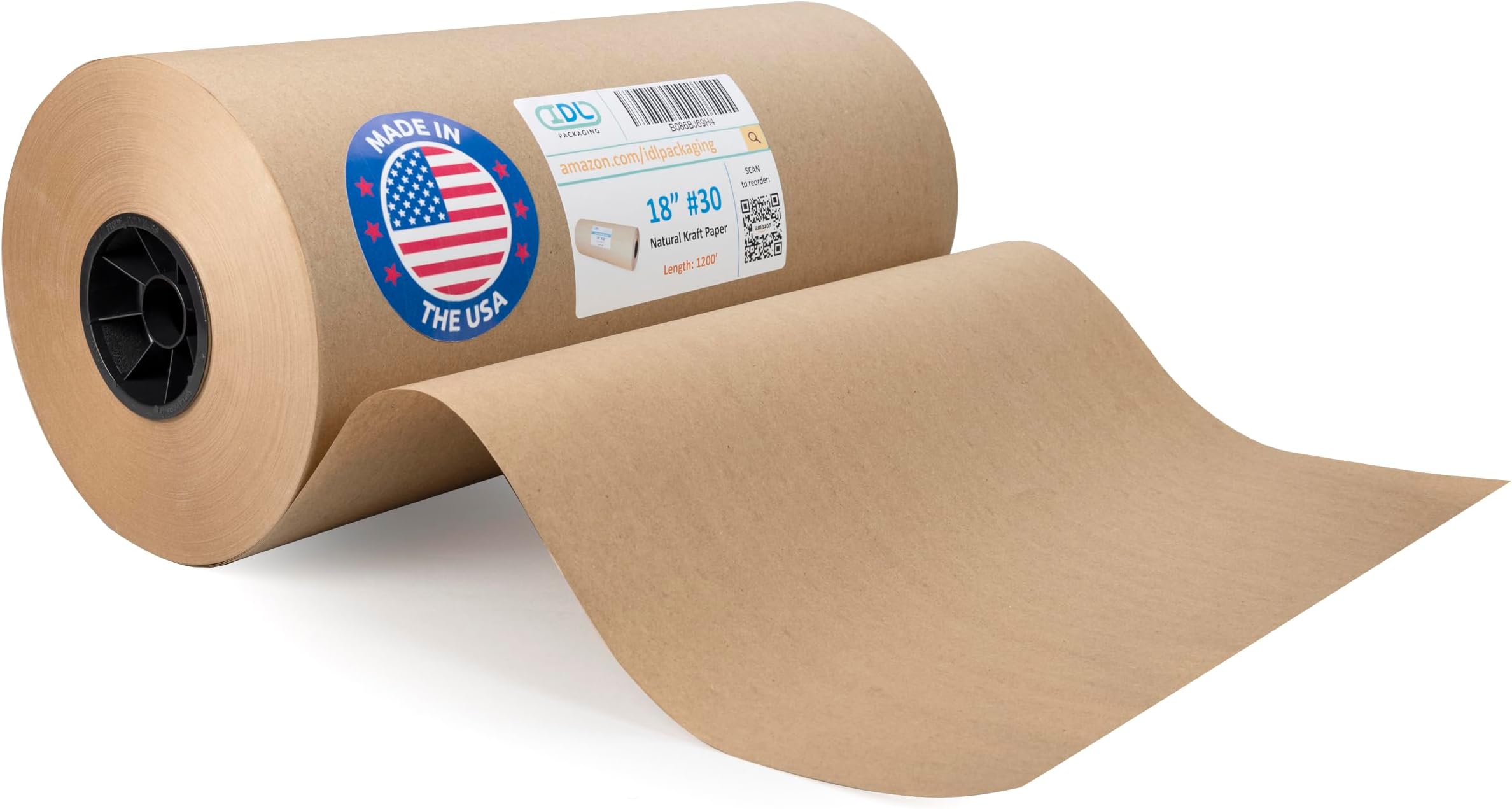 - IDL Packaging 18" x 14400" (1200 ft) Large Brown Kraft Paper Roll for Packing - Perfect Natural Kraft Wrapping Paper for Void Filling - Craft Paper for Kids Art Projects