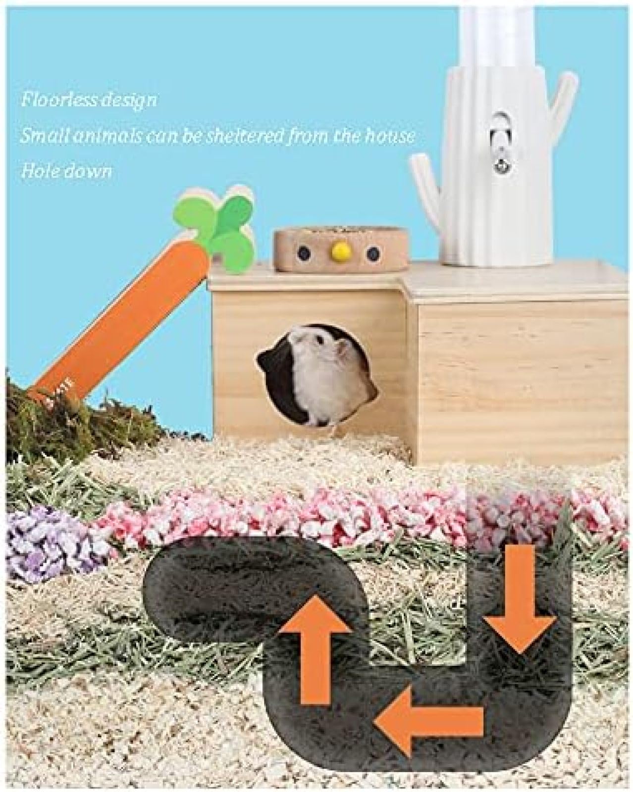 Laberinto De La Casa del Hámster De Cámaras Múltiples, Cobertizo Secreto para Mirar Al Hámster, Juguetes De Exploración De Túneles Y Ocultos De 3 Habitaciones, Adecuado para Chinchillas, con